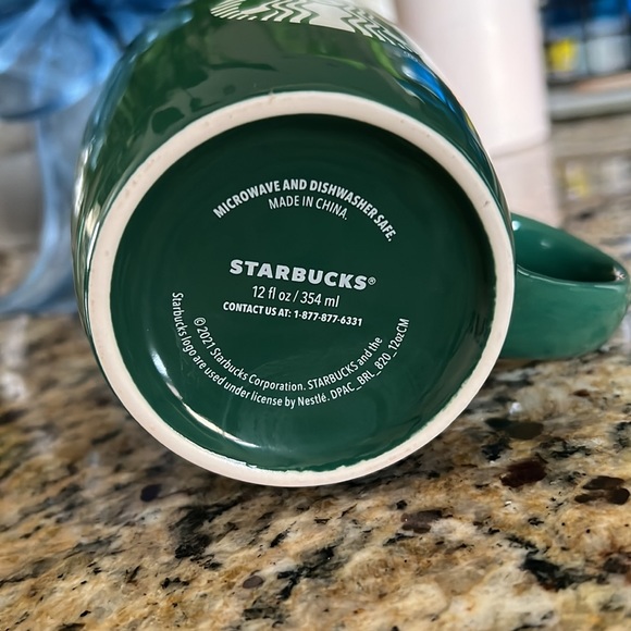 Green and white 12OZ Starbucks mug - Picture 3 of 4